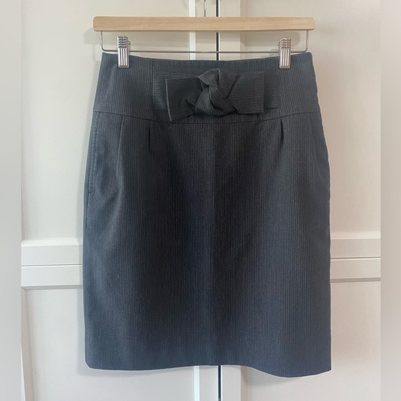*SOLD*π FREE ADD ON High Waisted Dark Gray Pencil Skirt with a Bow - Picture 1 of 7